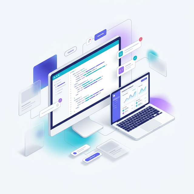 Illustration abstraite d'un environnement de développement web moderne