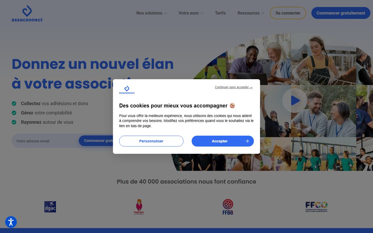 Site Assoconnect, logiciel pour associations