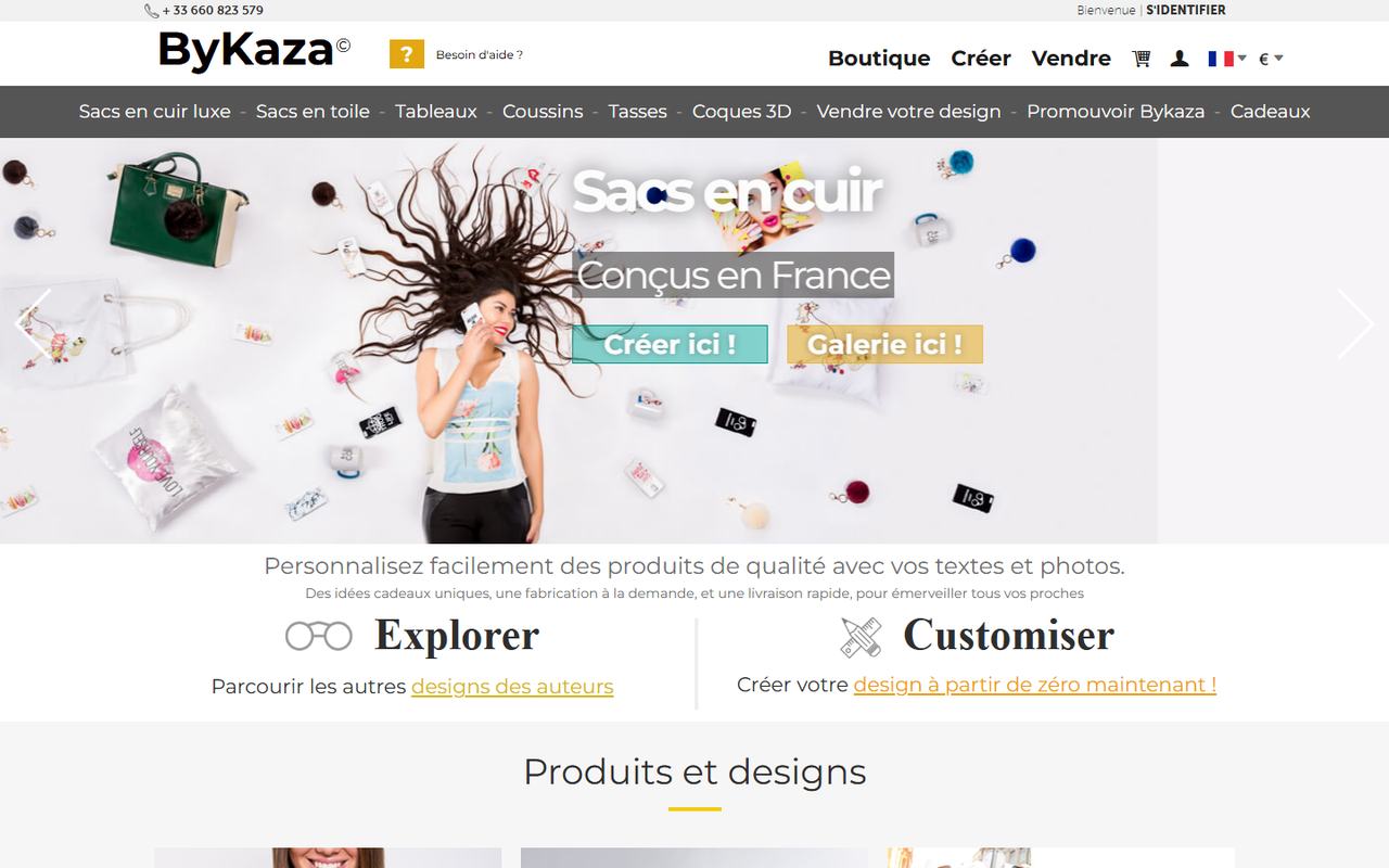 Site Bykaza, maroquinerie personnalisée